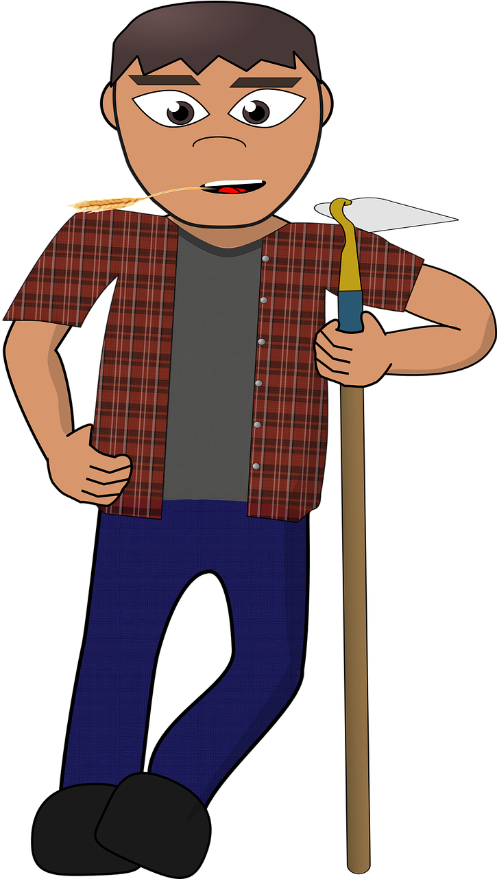 Animated Farmerwith Hoe PNG Image