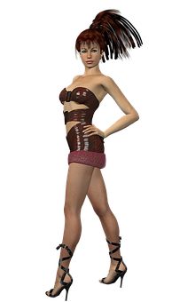 Animated Fashion Model Posing PNG Image