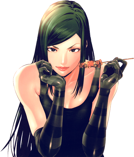 Animated Female Character Green Hair PNG Image