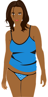 Animated_ Female_ Character_in_ Blue_ Tank_ Top PNG Image