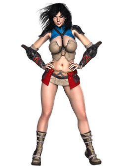 Animated_ Female_ Character_ Posing PNG Image