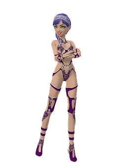 Animated Female Characterin Purple Outfit PNG Image