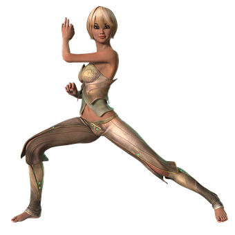 Animated Female Fighter Pose PNG Image