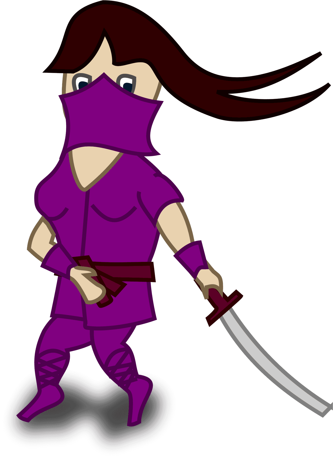 Animated Female Ninjawith Sword.png PNG Image