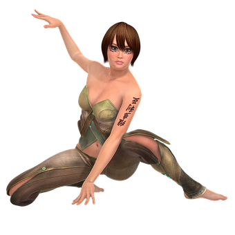 Animated Female Warrior Pose PNG Image