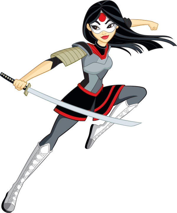 Animated Female Warriorwith Katana PNG Image