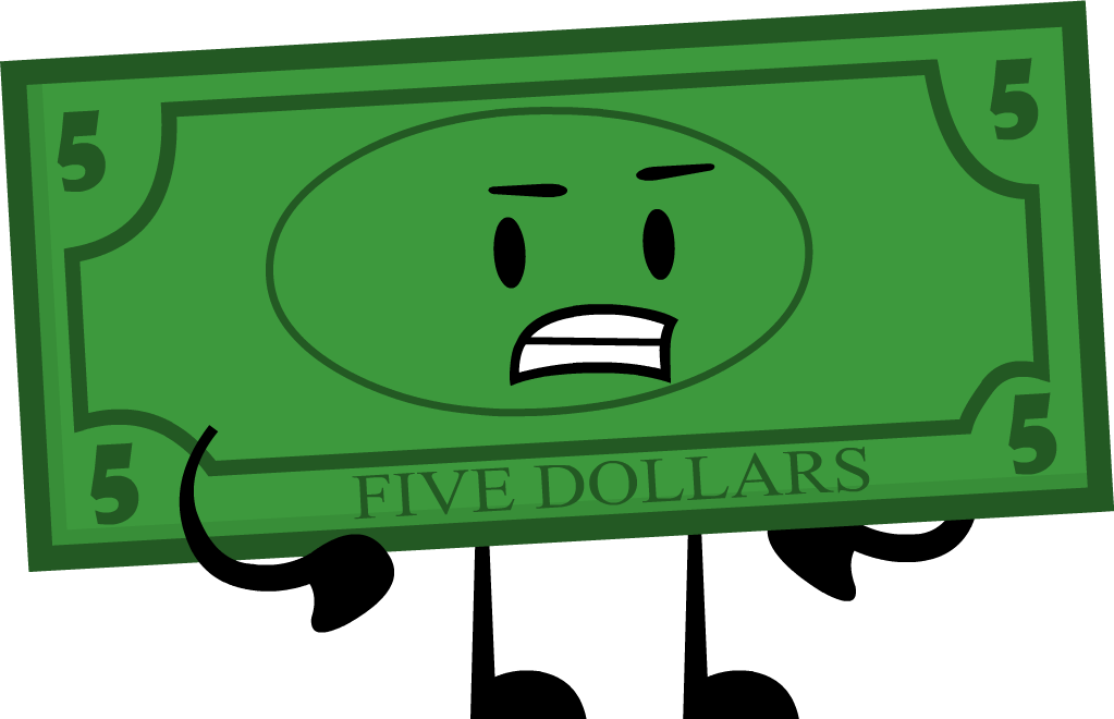 Animated Five Dollar Bill Character PNG Image