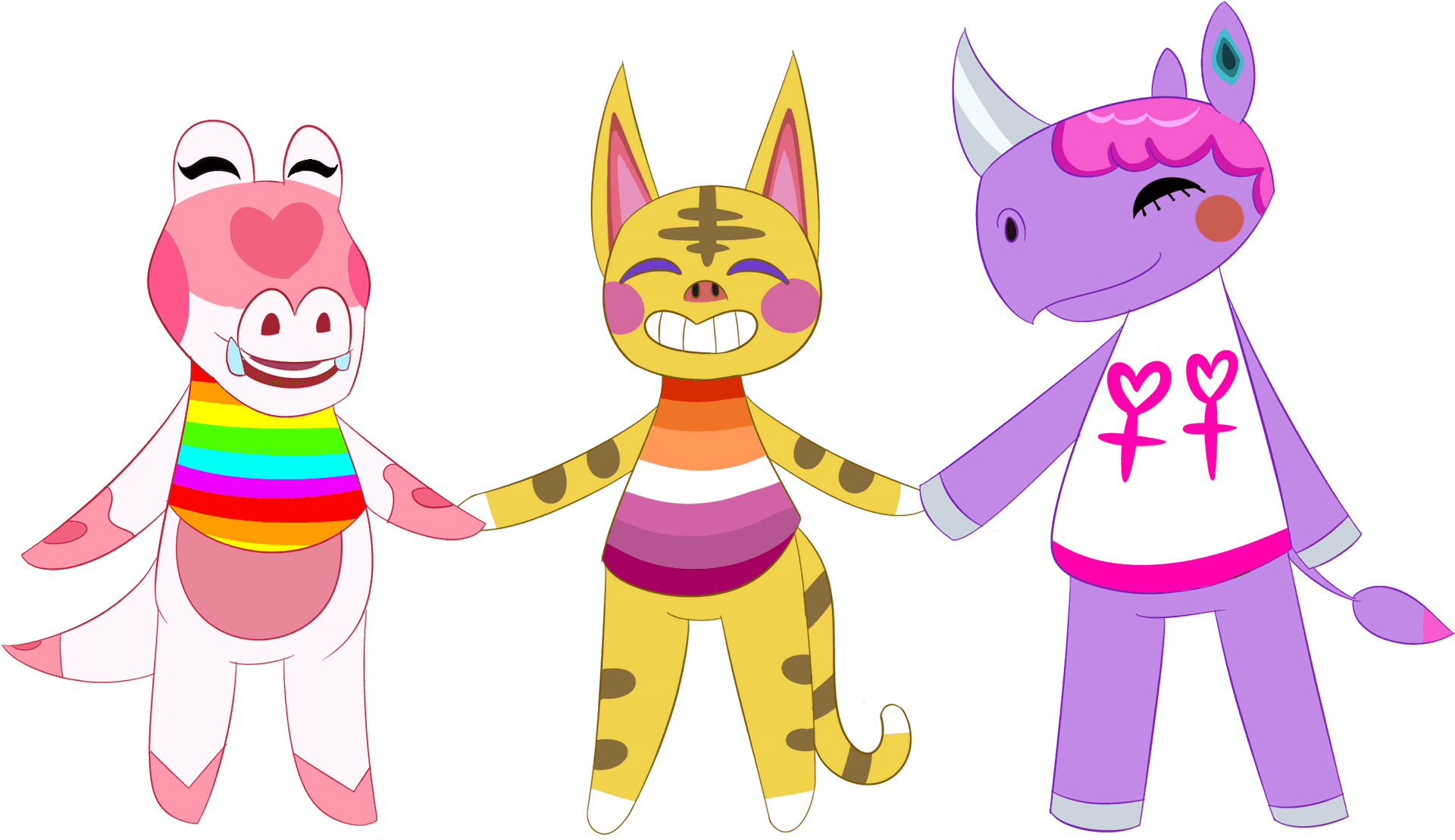 Animated Friends Celebrating Pride PNG Image