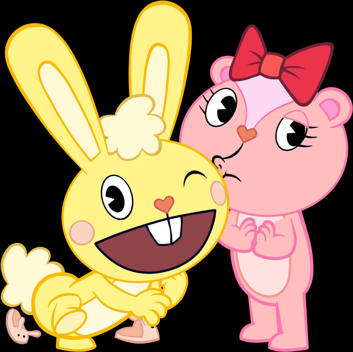 Animated Friends Yellow Bunny Pink Bear PNG Image