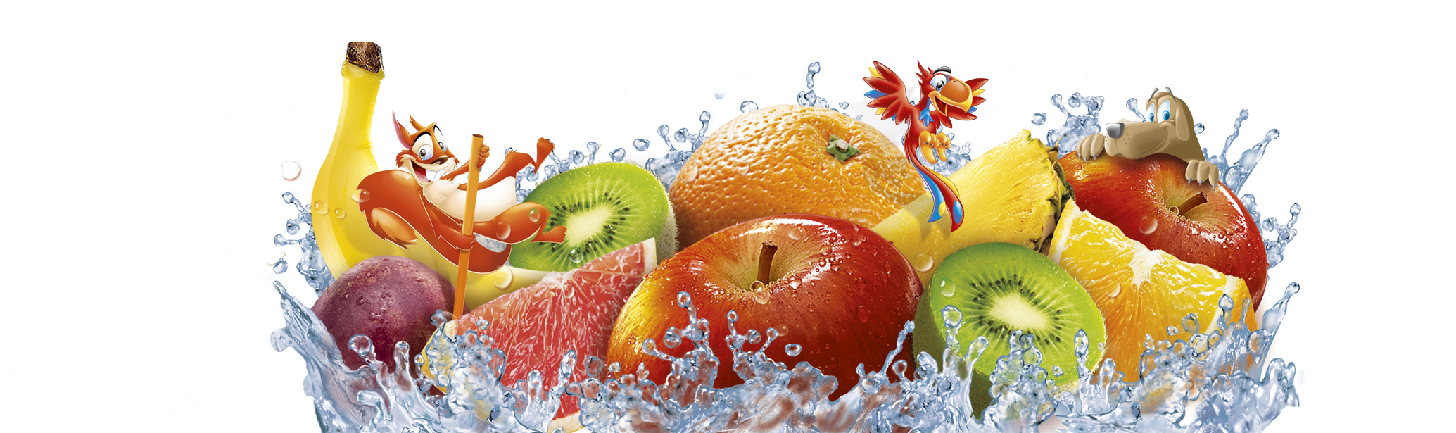 Animated Fruit Splash Fun PNG Image