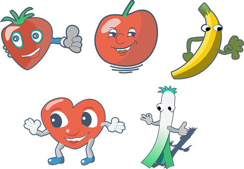 Animated Fruits Characters PNG Image