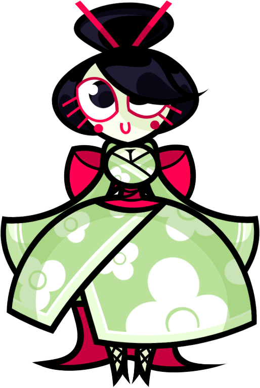 Animated Geisha Character PNG Image