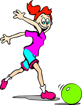 Animated Girl Playing Bowling PNG Image