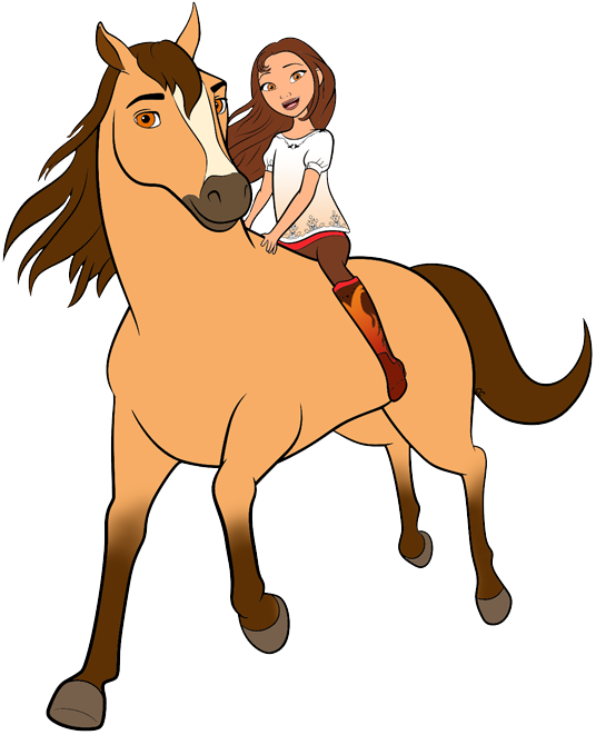 Animated Girl Riding Horse PNG Image