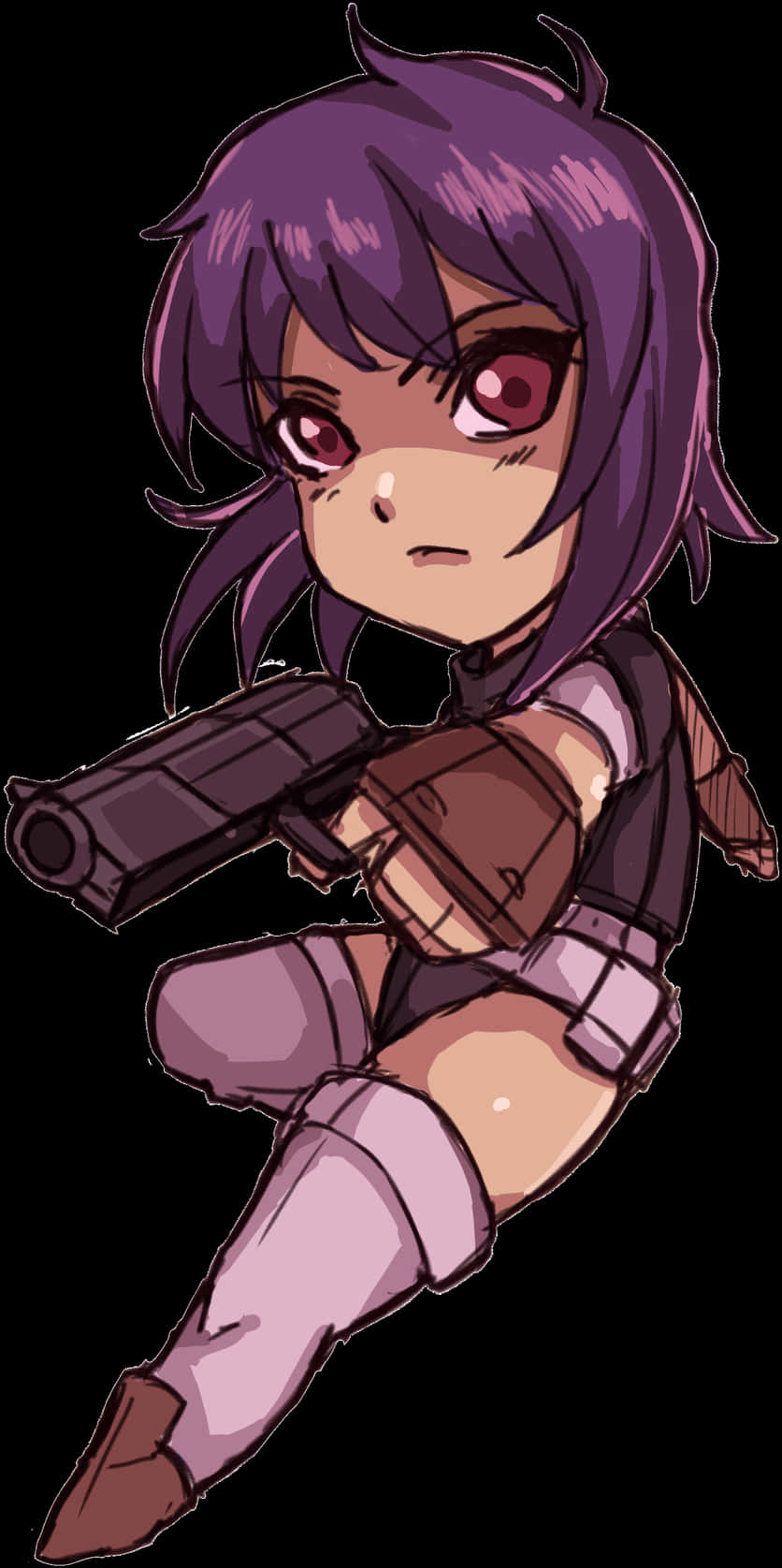 Animated Girl With Gun PNG Image