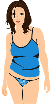 Animated Girlin Blue Tank Topand Polka Dot Bikini Bottoms PNG Image