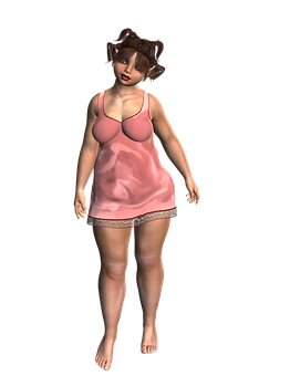 Animated Girlin Pink Dress PNG Image