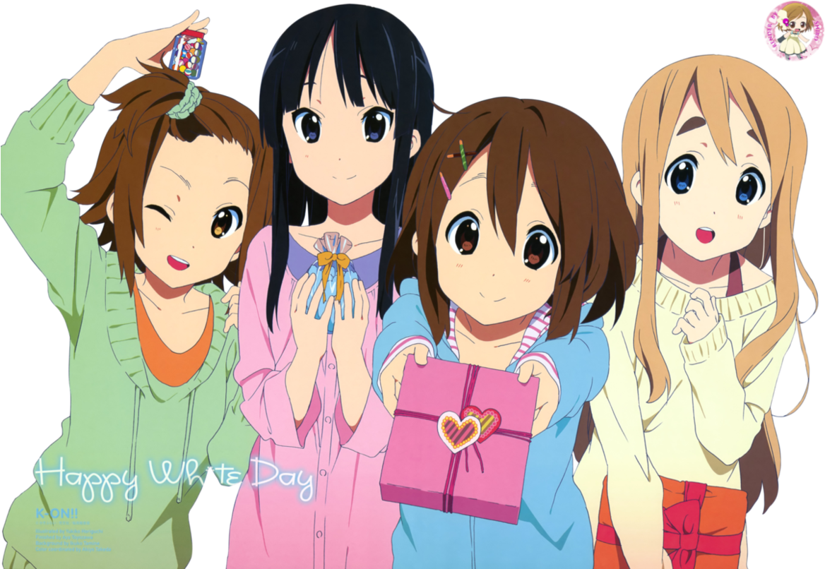 Animated Girls Celebrating White Day PNG Image