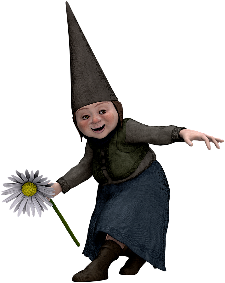 Animated Gnomewith Flower.png PNG Image