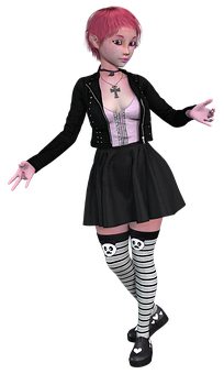 Animated Gothic Girl Pose PNG Image