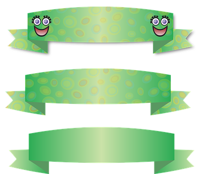 Animated Green Bannerswith Faces PNG Image