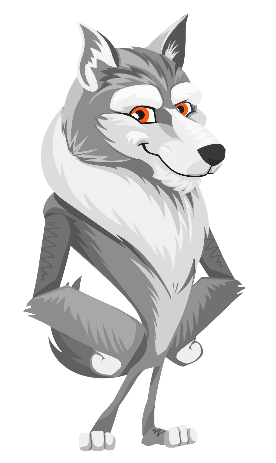 Animated Grey Wolf Character PNG Image