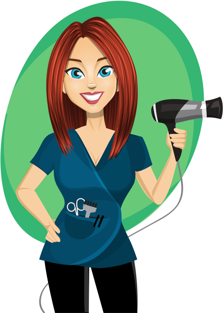 Animated Hair Stylist With Tools PNG Image