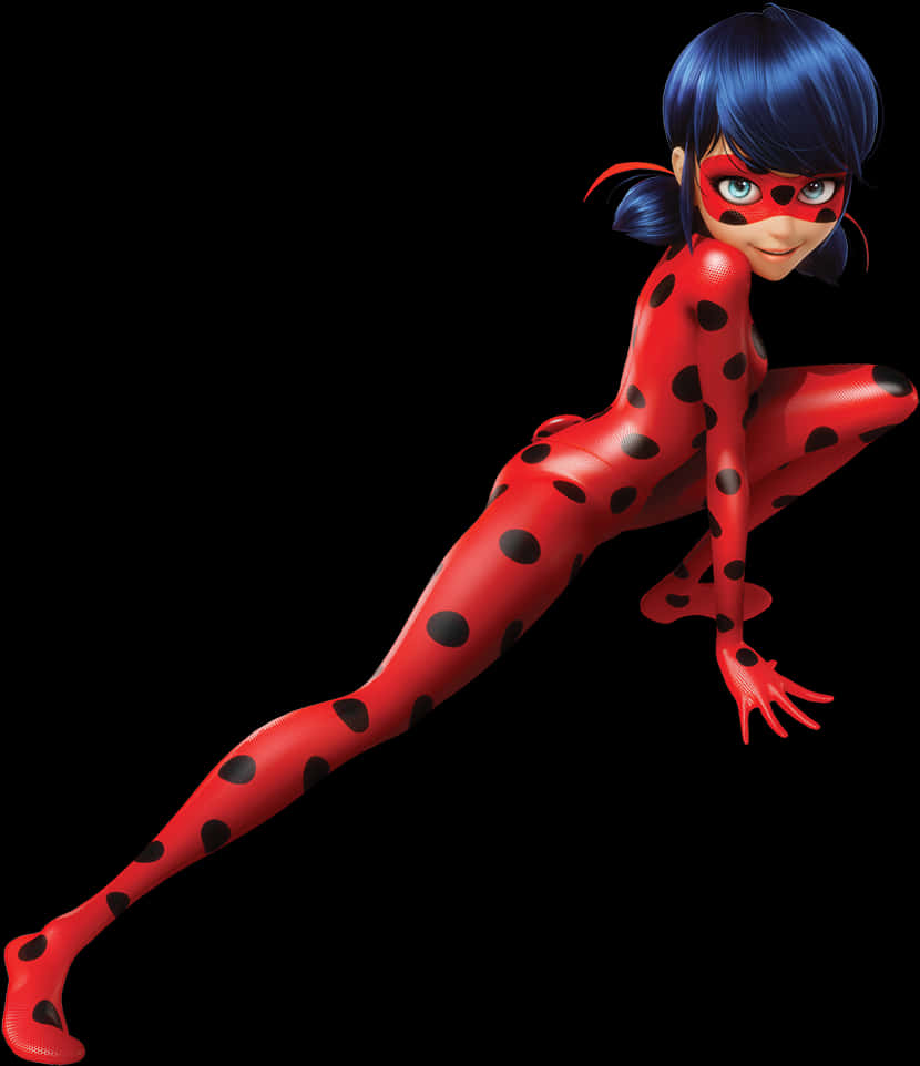 Animated Heroinein Redand Black Costume PNG Image