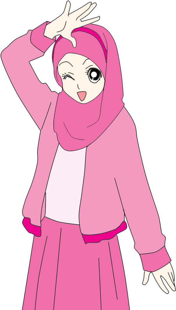 Animated Hijab Girl Posing PNG Image