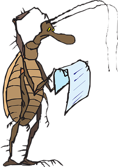 Animated Insect Reading Paper PNG Image