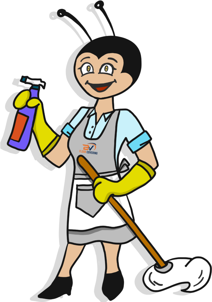 Animated Janitor Bee Cleaning Illustration PNG Image