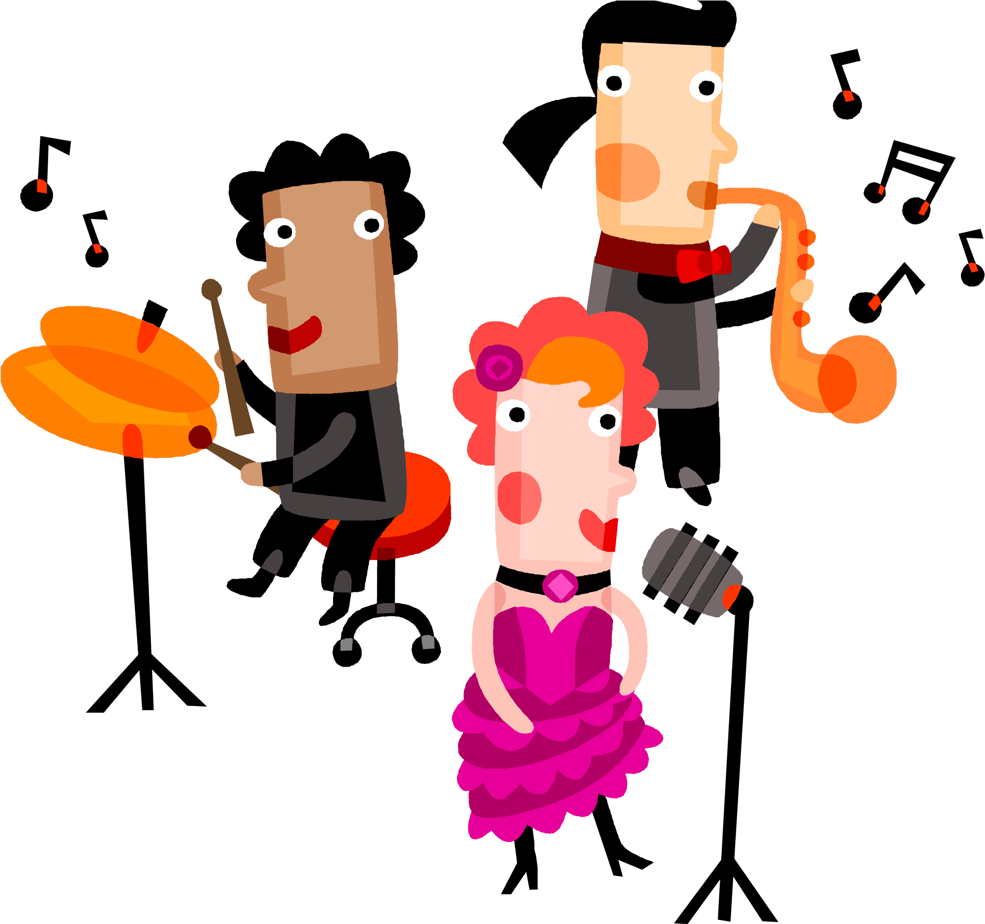 Animated Jazz Trio Performance PNG Image