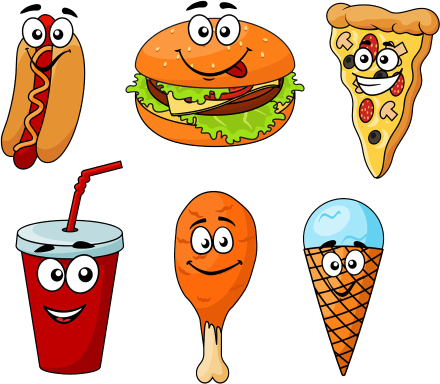 Animated Junk Food Characters PNG Image