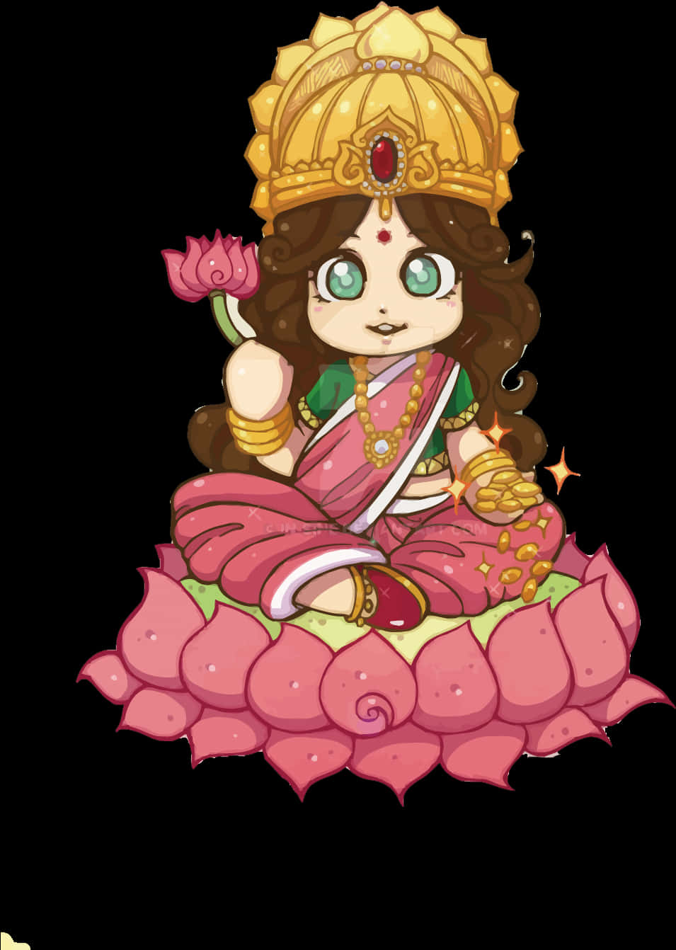 Animated Lakshmion Lotus PNG Image