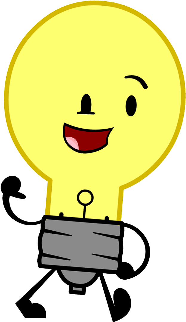 Animated Lightbulb Character Smiling PNG Image