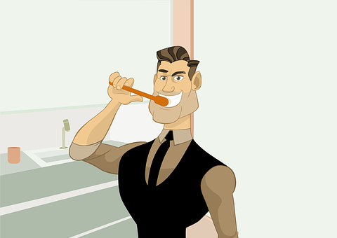 Animated Man Brushing Teeth PNG Image