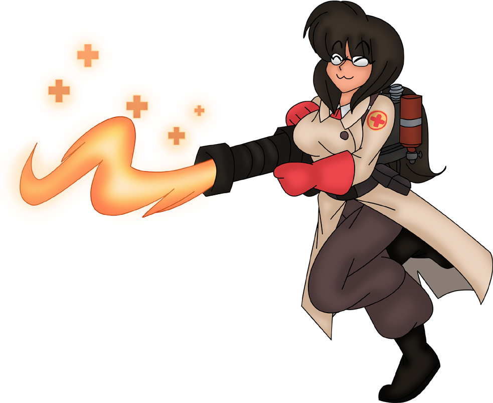 Animated Medic Firing Healing Energy PNG Image