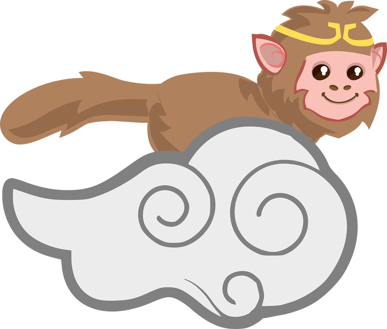 Animated Monkey Cloud Travel PNG Image