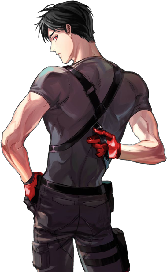 Animated Muscular Man Back Pose PNG Image