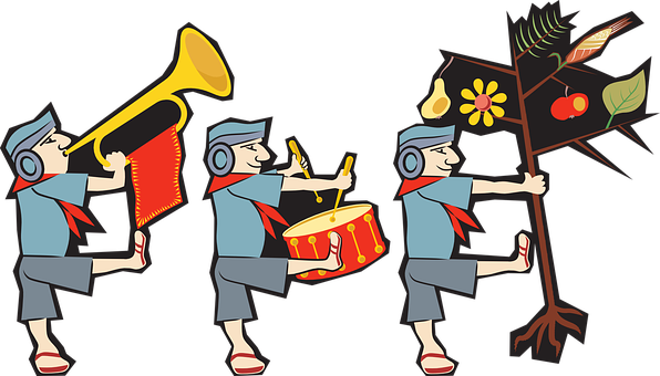 Animated Musicians Parade PNG Image