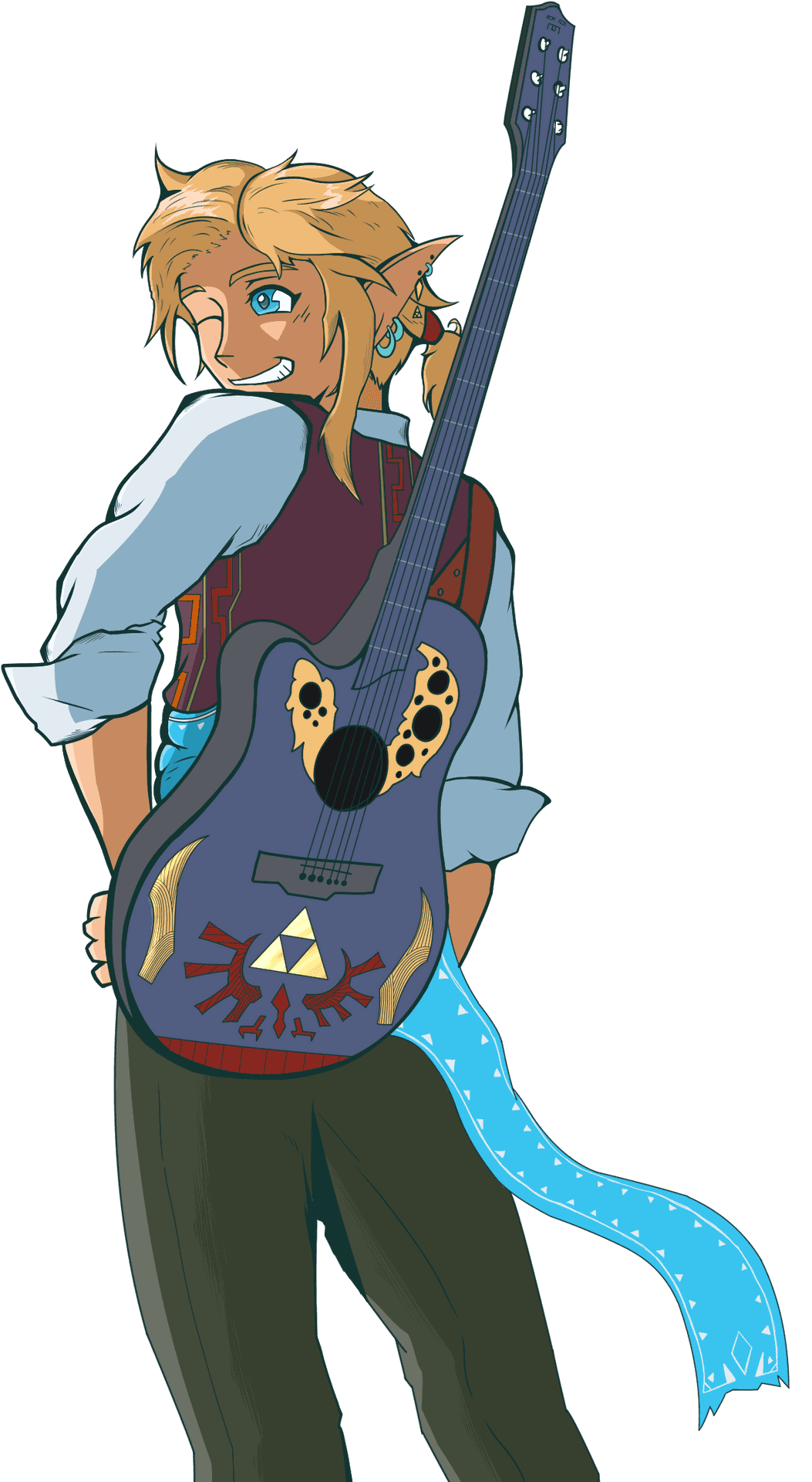 Animated Musicianwith Guitar PNG Image