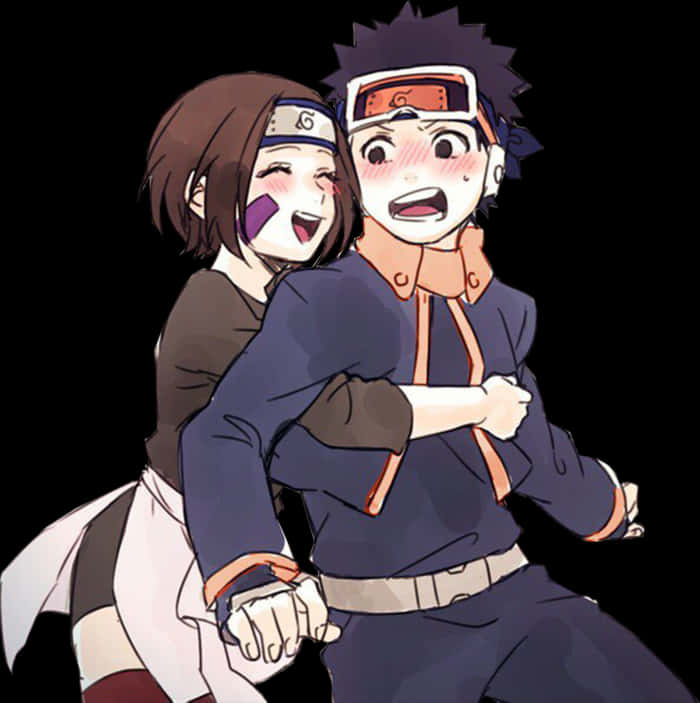 Animated Narutoand Rin Hug PNG Image