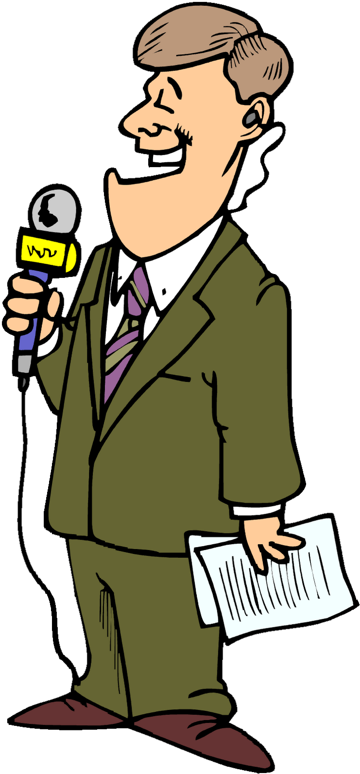 Animated News Reporterwith Microphone PNG Image