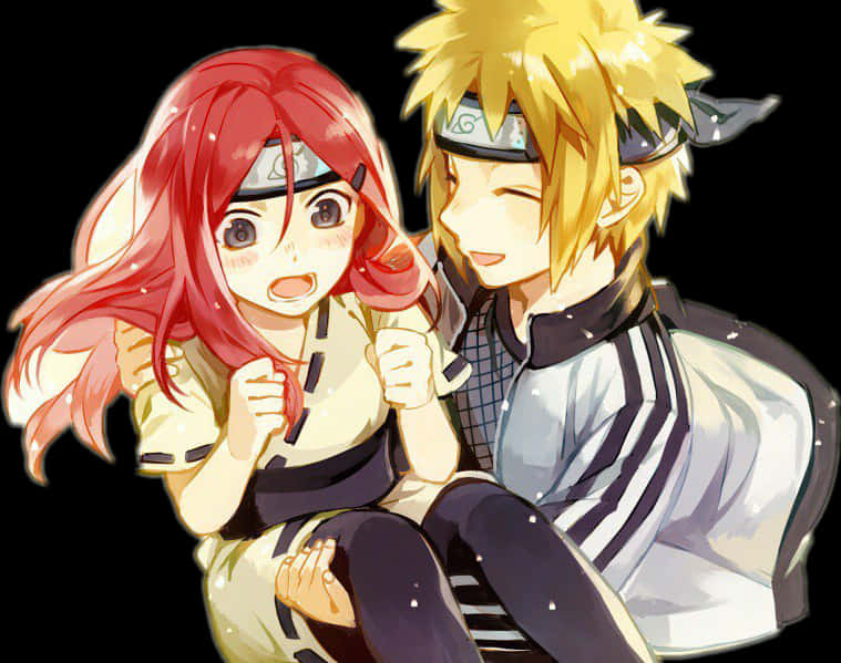 Animated Ninja Couple Smiling PNG Image