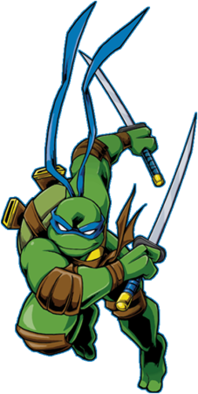 Animated Ninja Turtle With Swords PNG Image