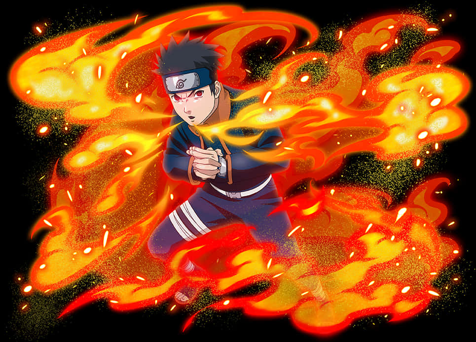 Animated Ninjawith Fire Technique PNG Image