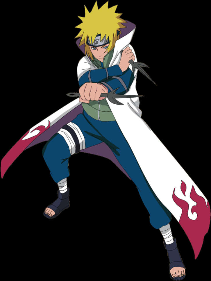 Animated Ninjawith Kunaiand Cloak PNG Image