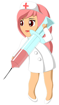 Animated Nurse With Syringe PNG Image