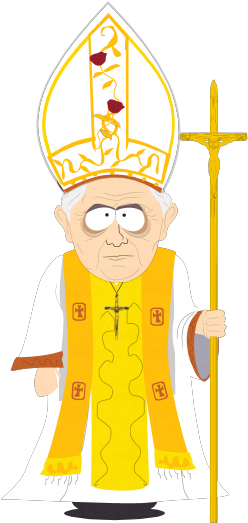 Animated Papal Figurewith Staffand Mitre PNG Image