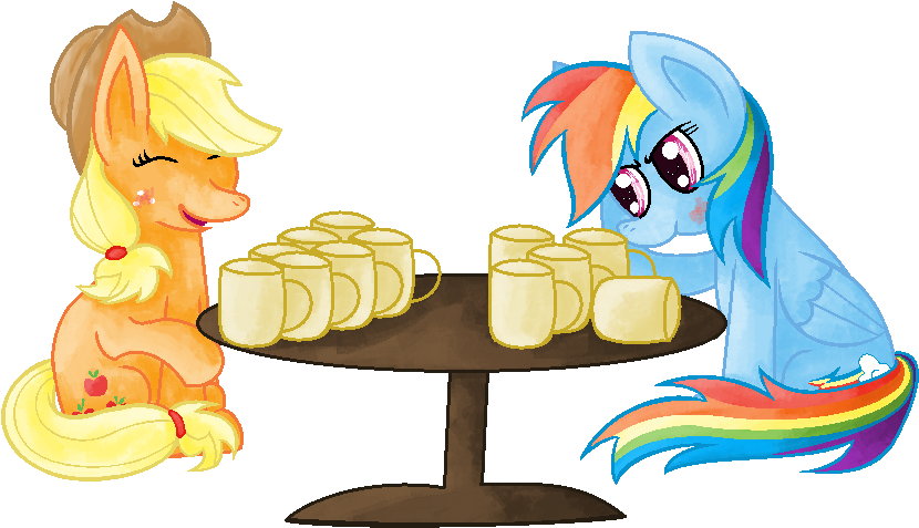 Animated Ponies Drinking Contest PNG Image